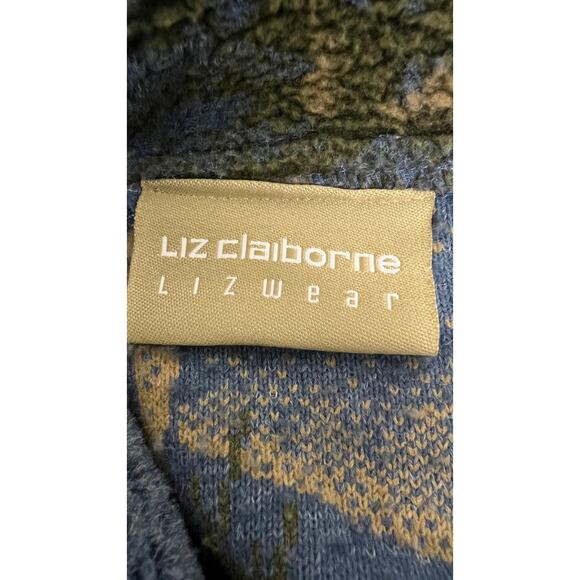 🦌 Liz Claiborne Lizwear Blue Fleece Jacket – Rustic Cabin Outdoor Cozy Wear - Picture 4 of 5